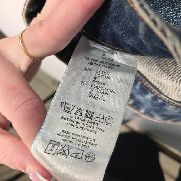 Loewe Jeans Mens Selvedge Blue Medium Wash Distressed Slim Tapered Fits 36x27